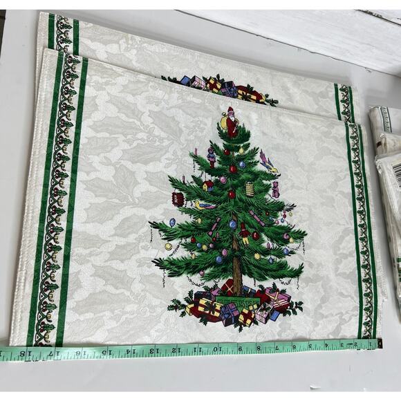 Spode Christmas Tree Tablecloth Placemats Napkins Set Holiday Table Linens Decor - Picture 6 of 12
